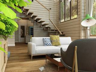 Дизайн проект загородного дома п. Бурцево, Apolonov Interiors Apolonov Interiors Eclectic style living room