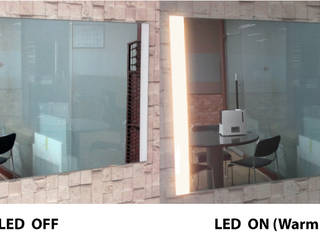 Beautiful LED Lighting Mirror, 주식회사 에이티옵트로닉스 (AT Optronics Corporation) 주식회사 에이티옵트로닉스 (AT Optronics Corporation) Modern walls & floors