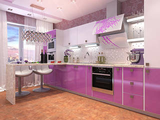 kitchen fuchsia in Minsk, Your royal design Your royal design オリジナルデザインの キッチン