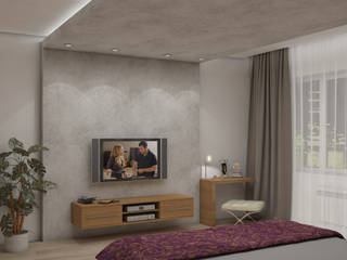 Дизайн спальни с гардеробной комнатой., Aleksandra Kostyuchkova Aleksandra Kostyuchkova Minimalist bedroom