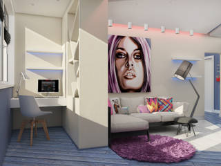 Однокомнатная квартира в стиле поп-арт, EEDS дизайн студия Евгении Ермолаевой EEDS дизайн студия Евгении Ермолаевой Modern living room