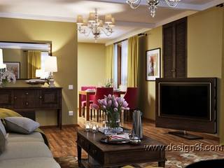 Гостиная неоклассика 25 м2, студия Design3F студия Design3F Living room