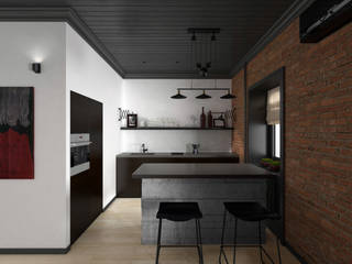 Квартира в стиле лофт, ELENA BELORYBKINA ELENA BELORYBKINA Industrial style kitchen