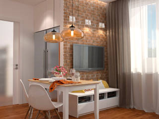 Малогабаритная однушка для молодой семьи, Мария Трифанова Мария Трифанова 北欧デザインの キッチン