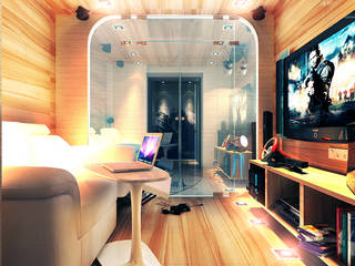 living room with the game box, Your royal design Your royal design ミニマルデザインの リビング