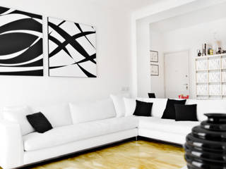 Appartamento di 110 Mq con una Grande Peculiarità: La Luce - Black & White, PAZdesign PAZdesign 모던스타일 거실