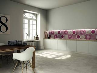 Le piastrelle sono multicolor e... patchwork!, ADDEØ DESIGN ADDEØ DESIGN Modern Kitchen