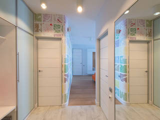 Яркий минимализм, D&T Architects D&T Architects Minimalist corridor, hallway & stairs