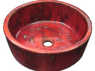 Red handmade sink Florisa Kamar Mandi Gaya Rustic Keramik Sinks