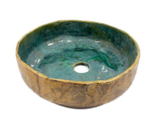 Blue green artistic sink Florisa Kamar Mandi Gaya Rustic Keramik Sinks