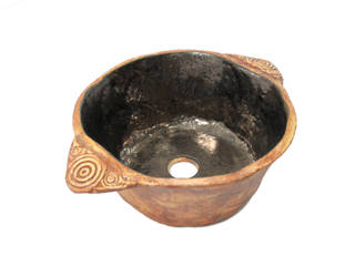 Clay basin with rustic handles Florisa Bagno in stile rustico Ceramica Lavabi