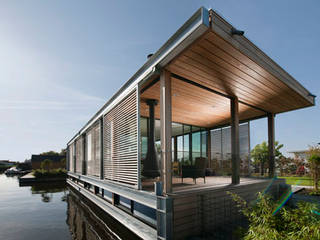 Woonboot in glas en staal, Kodde Architecten bna Kodde Architecten bna 現代房屋設計點子、靈感 & 圖片