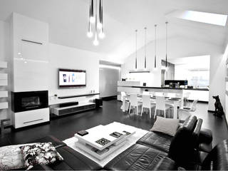 Wnętrze Black and White , KLIFF DESIGN KLIFF DESIGN Salas modernas