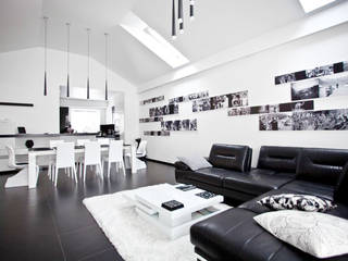 Wnętrze Black and White , KLIFF DESIGN KLIFF DESIGN 모던스타일 거실