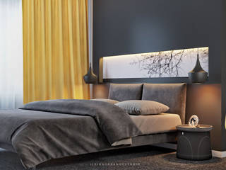 Дизайн спальной комнаты в Баку, ILKIN GURBANOV Studio ILKIN GURBANOV Studio Modern style bedroom