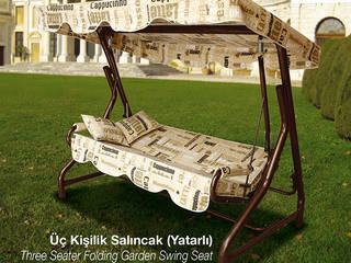 3 Kişilik Yatarlı Bahçe Salıncağı, ERİNÖZ OUTDOOR FURNITURE ERİNÖZ OUTDOOR FURNITURE 지중해스타일 정원