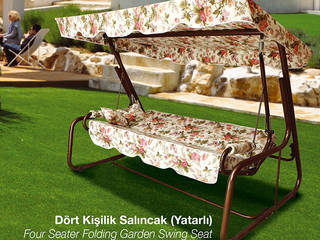 4 Kişilik Yatarlı Bahçe Salıncağı, ERİNÖZ OUTDOOR FURNITURE ERİNÖZ OUTDOOR FURNITURE 지중해스타일 정원