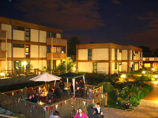 LILAC Co-Housing, Night time ModCell Modern houses