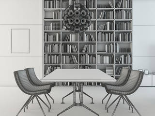 Studio di arredo per una abitazione privata - render, amorosodesign amorosodesign モダンデザインの リビング