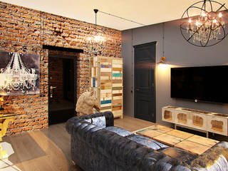 Апартаменты для молодой пары в Москве, Anna Vladimirova Anna Vladimirova Industrial style living room
