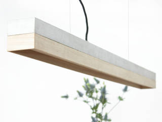 [C1]oak Pendelleuchte Beton Eiche minimalistisch, GANTlights GANTlights Sala da pranzo minimalista Illuminazione