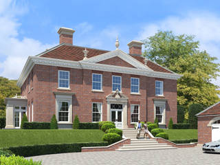 Red Cottage Bright Green Design Klassische Häuser