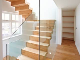 North London House Extension, Caseyfierro Architects Caseyfierro Architects Nowoczesny korytarz, przedpokój i schody