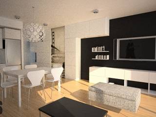 Projekt mieszkania Katowice, OES architekci OES architekci Ruang Keluarga Modern
