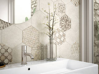 Hexatile Cement, Equipe Ceramicas Equipe Ceramicas Rustic style bathroom
