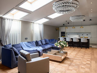 Мансарда в Лаврушинском переулке 130 м2, Gallery 63 Gallery 63 Classic style living room