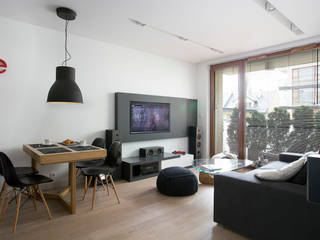 Minimalistyczny Apartament 43m2 Warszawa, The Vibe The Vibe ห้องนั่งเล่น