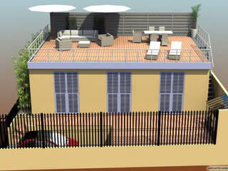 Terrasse & toit-terrasse 140 m², ARCHITECKRENOV ARCHITECKRENOV モダンデザインの テラス