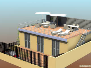 Terrasse & toit-terrasse 140 m², ARCHITECKRENOV ARCHITECKRENOV Modern style balcony, porch & terrace