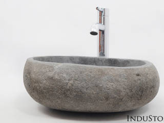 Umywalki z kamienia rzecznego RIVER STONE, Industone Industone Tropical style bathrooms