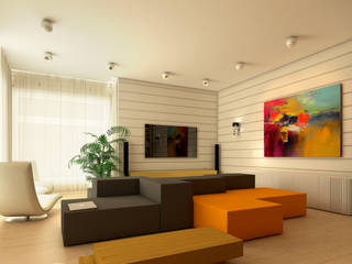 Дом в пос. Охта-Парк, oneione oneione Minimalist living room