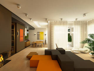 Дом в пос. Охта-Парк, oneione oneione Minimalist living room