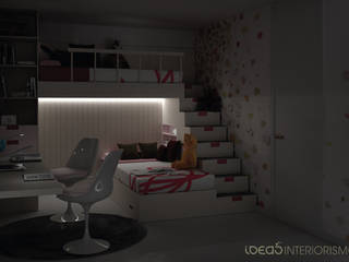 Habitación infantil Irene y Natalia, Ideas Interiorismo Exclusivo, SLU Ideas Interiorismo Exclusivo, SLU Śródziemnomorska sypialnia