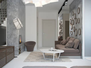 Дизайн квартиры в ЖК Суханово парк, White & Black Design Studio White & Black Design Studio Salones modernos