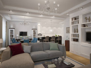 Дизайн квартиры в неоклассическом стиле , White & Black Design Studio White & Black Design Studio Phòng khách phong cách kinh điển