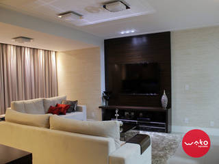 Sala de estar, jantar e cozinha integrados. , WAKO Design de Interiores WAKO Design de Interiores Modern living room