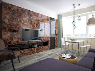 Дизайн квартиры в ярких оттенках, White & Black Design Studio White & Black Design Studio Modern living room
