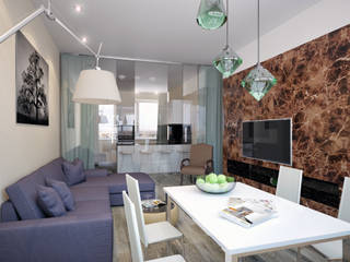 Дизайн квартиры в ярких оттенках, White & Black Design Studio White & Black Design Studio Phòng khách