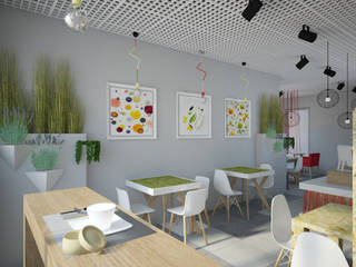 Kawiarnia-cukiernia w kontrastowej odsłonie, Kameleon - Kreatywne Studio Projektowania Wnętrz Kameleon - Kreatywne Studio Projektowania Wnętrz Espacios comerciales