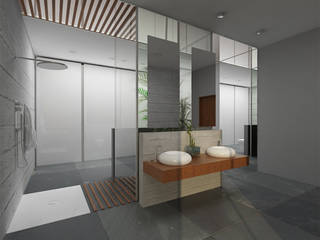 Salon kąpielowy - nowoczesność w Poznaniu, Kameleon - Kreatywne Studio Projektowania Wnętrz Kameleon - Kreatywne Studio Projektowania Wnętrz Minimalist style bathrooms