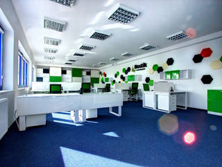 Nowoczesny biurowiec, Kameleon - Kreatywne Studio Projektowania Wnętrz Kameleon - Kreatywne Studio Projektowania Wnętrz Espacios comerciales