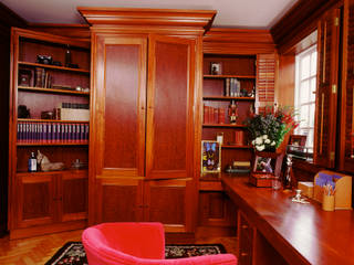 Study with Train and Hidden Door designed and made by Tim Wood, Tim Wood Limited Tim Wood Limited Colonial style study/office