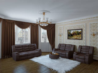 Неоклассика в кухне и гостиной, Москоу Дизайн Москоу Дизайн Living room