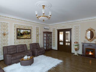 Неоклассика в кухне и гостиной, Москоу Дизайн Москоу Дизайн Living room