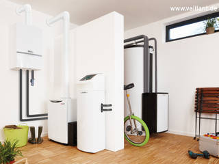 Blockheizkraftwerk unseres Partners Vaillant Hesselbach GmbH Modern Kitchen Large appliances