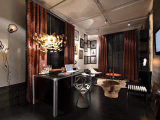 Gabinete McQueen para Casa Cor RS , Johnny Thomsen Arquitetura e Design Johnny Thomsen Arquitetura e Design オリジナルデザインの 書斎